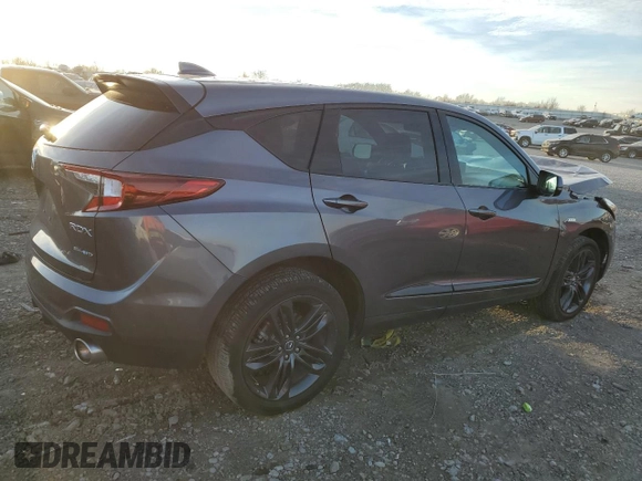 2021 Acura RDX w/A-Spec Package with VIN 5J8TC2H65ML046017, listed as a Copart auction lot 80743283 with 23,589 mi miles and Salvage Title. Bid and sale history available at carsss.com. Image 3.