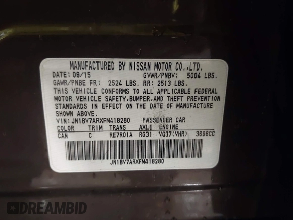 2015 Infiniti Q50 Premium z VIN JN1BV7ARXFM418280, wystawiony jako IAAI lot #42080879 z przebiegiem 126 411 mil mil oraz . Historia ofert i sprzedaży dostępna na DreamBid. Obrazek 9.