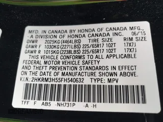 2015 Honda CR-V EX with VIN 2HKRM3H55FH540632, listed as a IAAI auction lot 42073803 with 126,295 mi miles and . Bid and sale history available at carsss.com. Image 9.