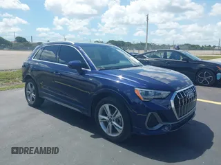 2021 Audi Q3 S line Premium with VIN WA1DECF37M1032508, listed as a IAAI auction lot 42556529 with 55,125 mi miles and . Bid and sale history available at DreamBid. Image 1.
