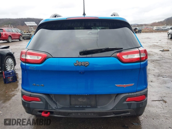 2018 Jeep Cherokee Trailhawk with VIN 1C4PJMBX3JD512813, listed as a IAAI auction lot 41457312 with 125,644 mi miles. Bid and sale history available at carsss.com. Image 17.
