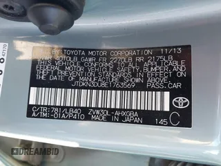 2014 Toyota Prius Four with VIN JTDKN3DU8E1763569, listed as a IAAI auction lot 41828531 with 63,083 mi miles. Bid and sale history available at carsss.com. Image 9.