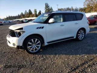 2012 Infiniti QX56 7-passenger with VIN JN8AZ2NE1C9021857, listed as a Copart auction lot 76967164 with 153,958 mi miles and Salvage Title. Bid and sale history available at carsss.com. Image 1.