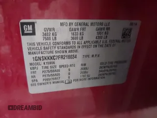 2015 Chevrolet Suburban LTZ z VIN 1GNSKKKC7FR218034, wystawiony jako IAAI lot #41884644 z przebiegiem 160 721 mil mil oraz . Historia ofert i sprzedaży dostępna na DreamBid. Obrazek 9.