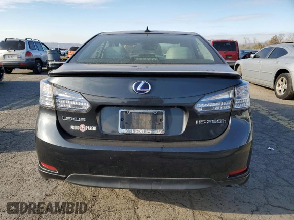 2010 Lexus HS 250h with VIN JTHBB1BA0A2000986, listed as a Copart auction lot 83445014 with Not Provided miles and Clean Title. Bid and sale history available at DreamBid. Image 6.