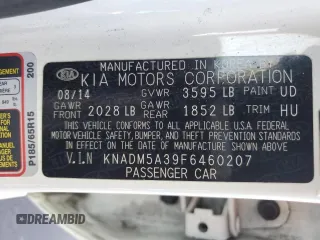 2015 Kia Rio LX with VIN KNADM5A39F6460207, listed as a Copart auction lot 44464245 with 106,792 mi miles and Salvage Title. Bid and sale history available at carsss.com. Image 12.