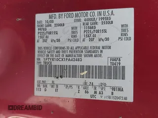 2001 Ford Ranger XL with VIN 1FTYR10CX1PA42483, listed as a IAAI auction lot 42411895 with 158,876 mi miles and . Bid and sale history available at DreamBid. Image 9.