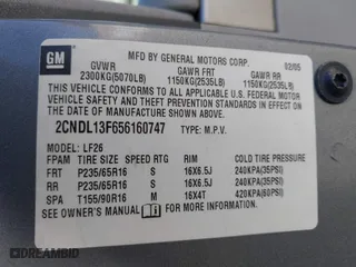 2005 Chevrolet Equinox LS with VIN 2CNDL13F656160747, listed as a IAAI auction lot 42054793 with 156,479 mi miles. Bid and sale history available at carsss.com. Image 9.