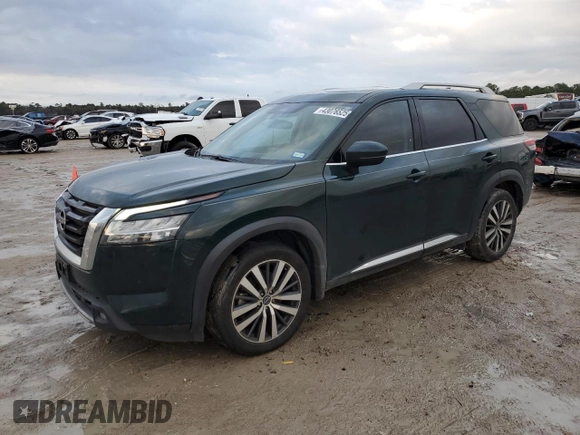 2022 Nissan Pathfinder Platinum with VIN 5N1DR3DG3NC266310, listed as a Copart auction lot 43076525 with 65,931 mi miles and Salvage title. Bid and sale history available at DreamBid. Image 1.