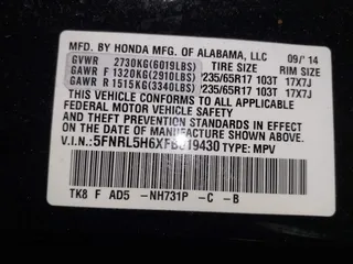 2015 Honda Odyssey EX-L with VIN 5FNRL5H6XFB019430, listed as a IAAI auction lot 41954209 with 161,389 mi miles and . Bid and sale history available at DreamBid. Image 9.