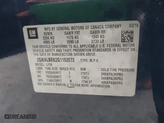 2016 Chevrolet Equinox LS with VIN 2GNALBEK2G1162672, listed as a IAAI auction lot 41889421 with 112,281 mi miles. Bid and sale history available at carsss.com. Image 9.