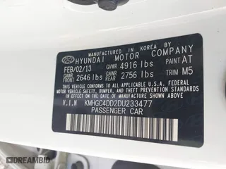 2013 Hyundai Genesis 3.8L with VIN KMHGC4DD2DU233477, listed as a IAAI auction lot 41954347 with 143,879 mi miles. Bid and sale history available at carsss.com. Image 9.