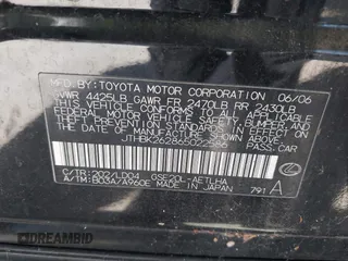2006 Lexus IS 250 z VIN JTHBK262865022586, wystawiony jako IAAI lot #42299794 z przebiegiem 215 118 mil mil oraz . Historia ofert i sprzedaży dostępna na DreamBid. Obrazek 9.