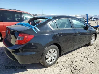 2012 Honda Civic LX with VIN 2HGFB2F57CH604861, listed as a Copart auction lot 50294515 with 130,214 mi miles and Salvage Title. Bid and sale history available at DreamBid. Image 3.