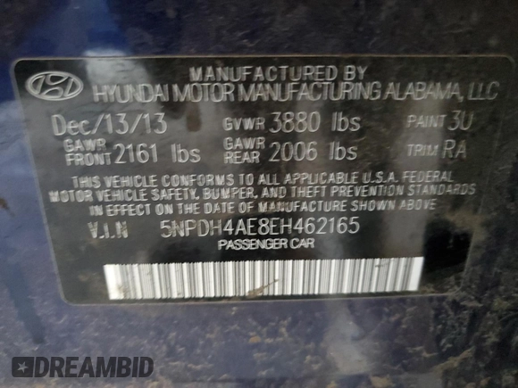 2014 Hyundai Elantra SE с VIN 5NPDH4AE8EH462165, выставлен на аукционе Copart как лот 61016395 с пробегом 148 182 миль миль и Списание • Salvage title. История ставок и продаж доступна на DreamBid. Изображение 12.