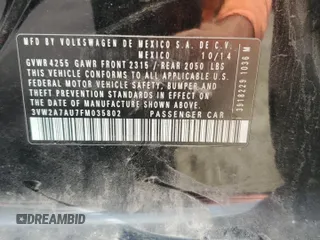 2015 Volkswagen Golf SEL z VIN 3VW2A7AU7FM035802, wystawiony jako Copart lot #58078075 z przebiegiem 79 905 mil mil oraz Szkoda całkowita • Salvage title. Historia ofert i sprzedaży dostępna na DreamBid. Obrazek 12.