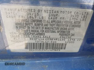 2015 Nissan Note SV with VIN 3N1CE2CP4FL429823, listed as a IAAI auction lot 42176430 with 84,953 mi miles and . Bid and sale history available at DreamBid. Image 9.