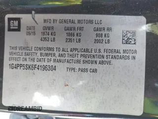 2015 Buick Verano with VIN 1G4PP5SK6F4196304, listed as a IAAI auction lot 39960964 with 115,015 mi miles and . Bid and sale history available at DreamBid. Image 9.