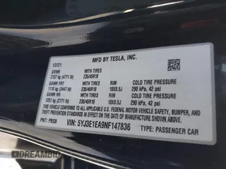 2022 Tesla Model 3 with VIN 5YJ3E1EA9NF147836, listed as a IAAI auction lot 41363603 with 28,748 mi miles. Bid and sale history available at carsss.com. Image 9.