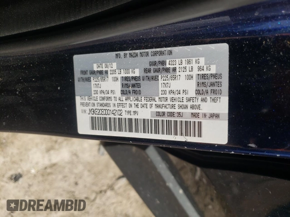 2013 Mazda CX-5 Touring with VIN JM3KE2CE0D0142102, listed as a Copart auction lot 51223575 with Not Provided miles and Salvage Title. Bid and sale history available at DreamBid. Image 14.