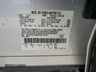 2015 Ford Edge SE with VIN 2FMTK3G88FBC37357, listed as a Copart auction lot 54528655 with 159,469 mi miles and Salvage title. Bid and sale history available at DreamBid. Image 13.