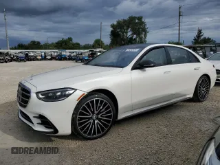 2023 Mercedes-Benz S-Class S 500 with VIN W1K6G6DB0PA175105, listed as a Copart auction lot 74262634 with 5,599 mi miles and Salvage Title. Bid and sale history available at carsss.com. Image 1.