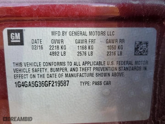 2016 Buick LaCrosse with VIN 1G4GA5G36GF219587, listed as a Copart auction lot 80335314 with 77,053 mi miles and Salvage Title. Bid and sale history available at carsss.com. Image 13.