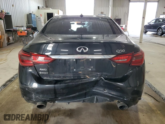 2020 Infiniti Q50 Luxe with VIN JN1EV7AR4LM254744, listed as a Copart auction lot 59178915 with 57,746 mi miles and Salvage title. Bid and sale history available at DreamBid. Image 6.