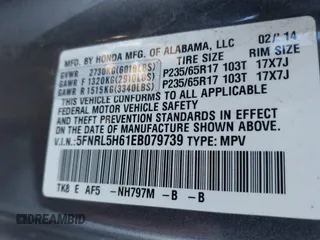 2014 Honda Odyssey EX-L with VIN 5FNRL5H61EB079739, listed as a IAAI auction lot 41659048 with 137,012 mi miles and . Bid and sale history available at carsss.com. Image 9.