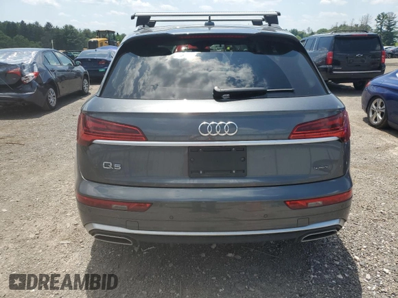 2023 Audi Q5 S line Premium Plus with VIN WA1E2AFY4P2081757, listed as a Copart auction lot 62160445 with 17,676 mi miles and Salvage title. Bid and sale history available at DreamBid. Image 6.
