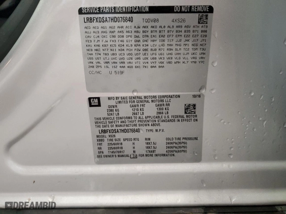 2017 Buick Envision Essence with VIN LRBFXDSA7HD076840, listed as a Copart auction lot 49901625 with 63,195 mi miles and Non Repairable. Bid and sale history available at carsss.com. Image 13.
