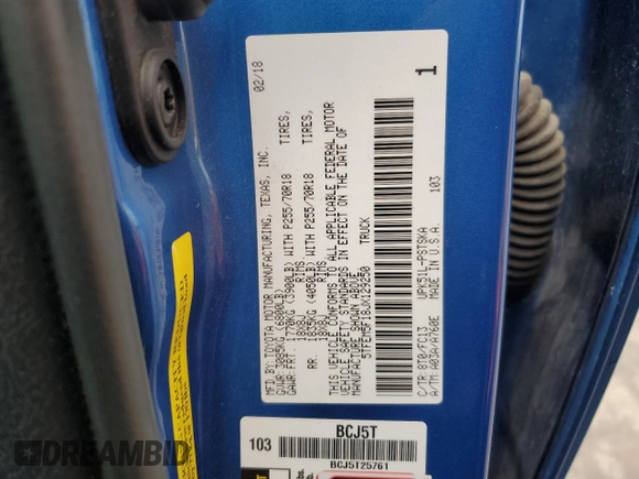 2018 Toyota Tundra 2WD SR5 with VIN 5TFEM5F18JX129250, listed as a Copart auction lot 79413514 with 83,064 mi miles and Salvage Title. Bid and sale history available at carsss.com. Image 12.
