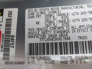 2022 Toyota Tundra SR5 with VIN 5TFLA5AB3NX017848, listed as a IAAI auction lot 42429134 with 53,883 mi miles and . Bid and sale history available at DreamBid. Image 9.