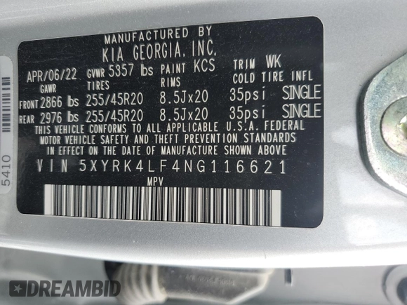 2022 Kia Sorento SX z VIN 5XYRK4LF4NG116621, wystawiony jako Copart lot #58550865 z przebiegiem 56 095 mil mil oraz Szkoda całkowita • Salvage title. Historia ofert i sprzedaży dostępna na DreamBid. Obrazek 14.