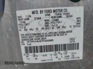 2007 Ford F-150 XLT with VIN 1FTPX14V67FA43965, listed as a Copart auction lot 60594845 with Not provided miles and Clean title. Bid and sale history available at DreamBid. Image 12.