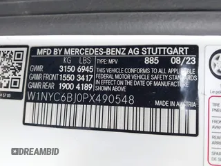 2023 Mercedes-Benz G G 550 with VIN W1NYC6BJ0PX490548, listed as a IAAI auction lot 41959564 with 43,700 mi miles. Bid and sale history available at carsss.com. Image 9.