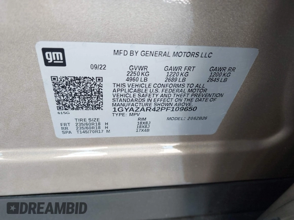 2023 Cadillac XT4 FWD Luxury with VIN 1GYAZAR42PF109650, listed as a IAAI auction lot 41921489 with 23,530 mi miles and . Bid and sale history available at DreamBid. Image 9.