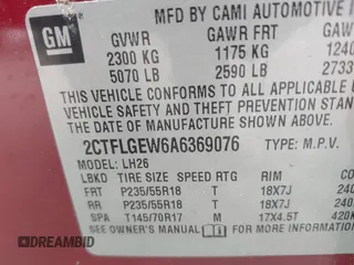 2010 GMC Terrain SLT-1 z VIN 2CTFLGEW6A6369076, wystawiony jako IAAI lot #41697118 z przebiegiem 137 260 mil mil oraz . Historia ofert i sprzedaży dostępna na DreamBid. Obrazek 9.