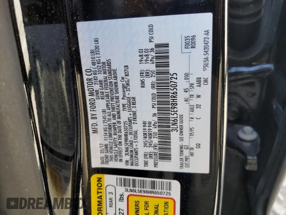 2017 Lincoln MKZ Reserve z VIN 3LN6L5E98HR650725, wystawiony jako Copart lot #52309525 z przebiegiem 91 589 mil mil oraz Szkody całkowita. Historia ofert i sprzedaży dostępna na DreamBid. Obrazek 12.