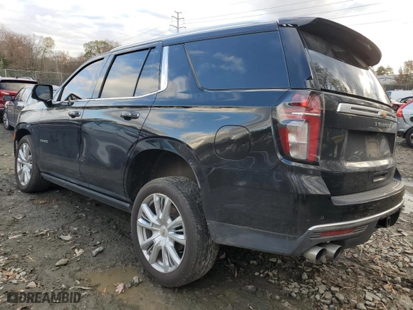 2021 Chevrolet Tahoe High Country with VIN 1GNSKTKLXMR368139, listed as a Copart auction lot 81991824 with 79,527 mi miles and Salvage Title. Bid and sale history available at carsss.com. Image 2.