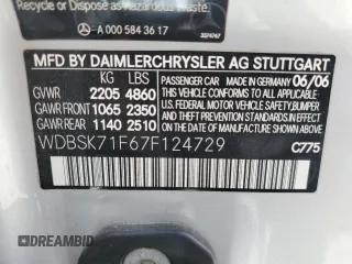 2007 Mercedes-Benz SL 550 z VIN WDBSK71F67F124729, wystawiony jako Copart lot #56720475 z przebiegiem 96 635 mil mil oraz Szkoda całkowita • Salvage title. Historia ofert i sprzedaży dostępna na DreamBid. Obrazek 12.