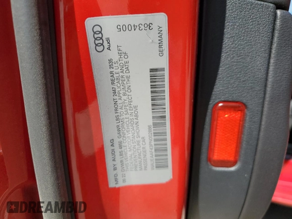 2023 Audi A4 S line Premium Plus z VIN WAUEAAF43PN002886, wystawiony jako Copart lot #48622645 z przebiegiem 37 752 mil mil oraz Szkoda całkowita • Salvage title. Historia ofert i sprzedaży dostępna na DreamBid. Obrazek 14.