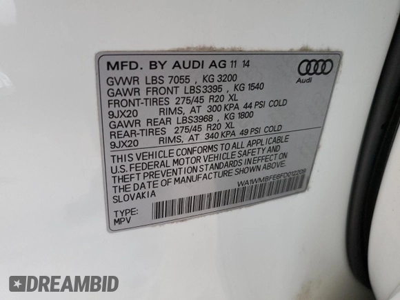 2015 Audi Q7 3.0L TDI Prestige with VIN WA1WMBFE6FD012209, listed as a Copart auction lot 52186665 with 146,405 mi miles and Clean Title. Bid and sale history available at carsss.com. Image 13.