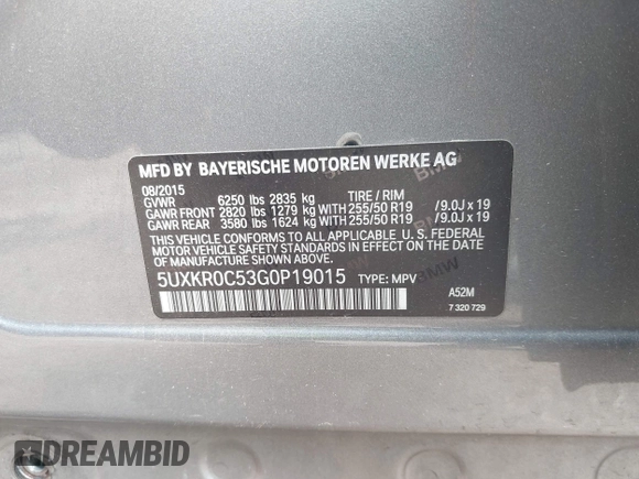 2016 BMW X5 xDrive35i z VIN 5UXKR0C53G0P19015, wystawiony jako IAAI lot #41930862 z przebiegiem 150 762 mil mil oraz . Historia ofert i sprzedaży dostępna na DreamBid. Obrazek 9.