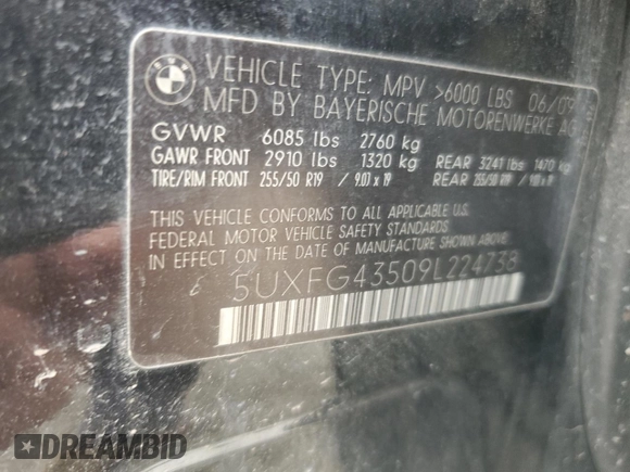 2009 BMW X6 z VIN 5UXFG43509L224738, wystawiony jako Copart lot #75547774 z przebiegiem 147 072 mil mil oraz Szkoda całkowita • Salvage title. Historia ofert i sprzedaży dostępna na DreamBid. Obrazek 14.