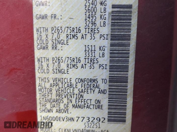 2017 Nissan Frontier Pro-4X z VIN 1N6DD0EV3HN773292, wystawiony jako Copart lot #41412665 z przebiegiem 178 287 mil mil oraz Szkoda całkowita • Salvage title. Historia ofert i sprzedaży dostępna na DreamBid. Obrazek 14.