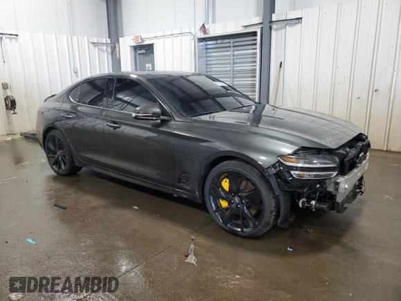 2023 Genesis G70 3.3T with VIN KMTG54TE2PU125150, listed as a Copart auction lot 47024885 with 21,529 mi miles and Salvage Title. Bid and sale history available at carsss.com. Image 4.