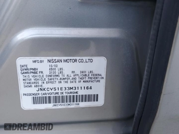 2003 Infiniti G35 w/Leather with VIN JNKCV51E33M311164, listed as a Copart auction lot 87859465 with 145,716 mi miles and Salvage Title. Bid and sale history available at carsss.com. Image 13.