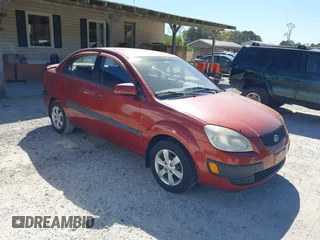 2008 Kia Rio LX with VIN KNADE123586297563, listed as a IAAI auction lot 41857757 with 89,368 mi miles. Bid and sale history available at carsss.com. Image 1.