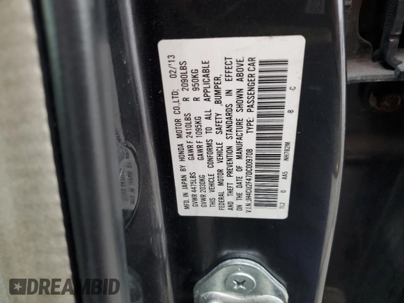 2013 Acura TSX с VIN JH4CU2F47DC009708, выставлен на аукционе Copart как лот 83585224 с пробегом 337 390 миль миль и Списание • Salvage title. История ставок и продаж доступна на DreamBid. Изображение 13.